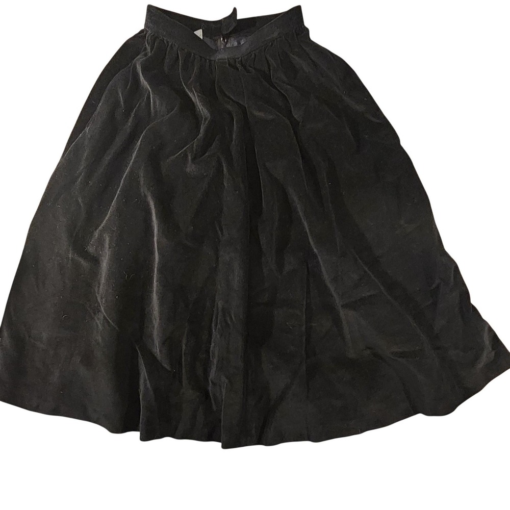 Vintage‎ Lavie Paris Black Velvet Skirt Womens Flare Midi Lined Zip Old Money